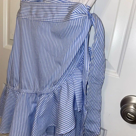 Veronica Beard White Top with Blue Ruffle Mini Dress - Picture 6 of 11